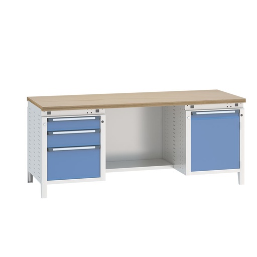 [040535] Banco de trabajo serie Funcion - Dim.: 2004x750x850h mm - Azul ral 5012 + gris ral 7035