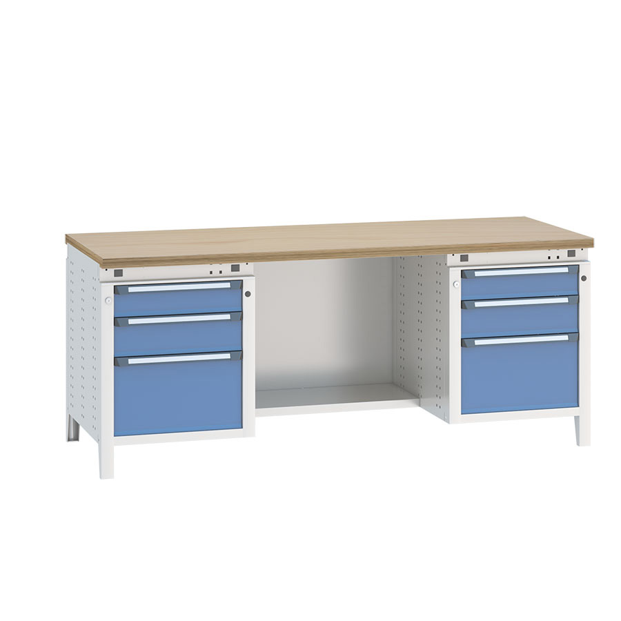 [040537] Banco de trabajo serie Funcion - Dim.: 2004x750x850h mm - Azul ral 5012 + gris ral 7035