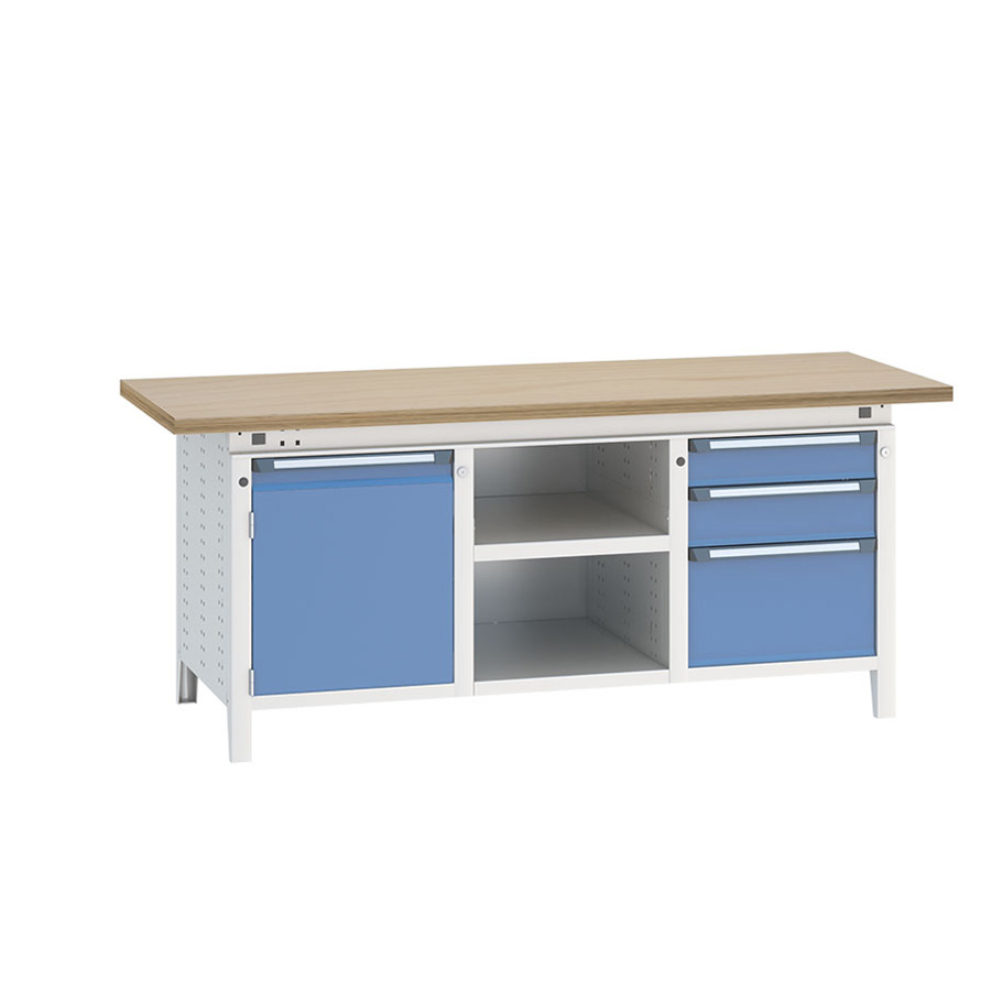 [040538] Banco de trabajo serie Funcion - Dim.: 2004x750x850h mm - Azul ral 5012 + gris ral 7035