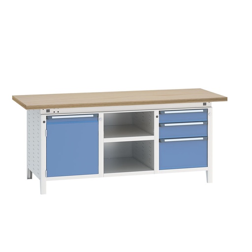 [040538] Banco de trabajo serie Funcion - Dim.: 2004x750x850h mm - Azul ral 5012 + gris ral 7035