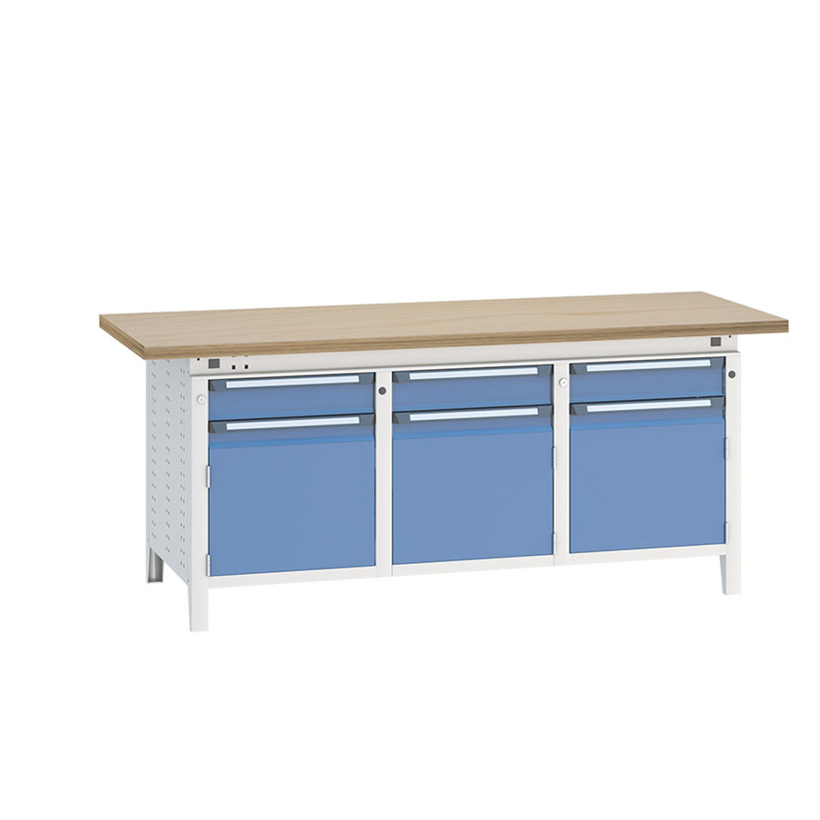 [040540] Banco de trabajo serie Funcion - Dim.: 2004x750x850h mm - Azul ral 5012 + gris ral 7035