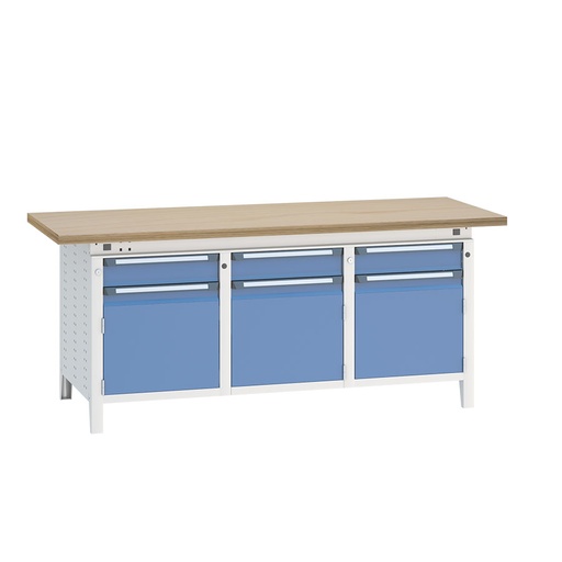 [040540] Banco de trabajo serie Funcion - Dim.: 2004x750x850h mm - Azul ral 5012 + gris ral 7035