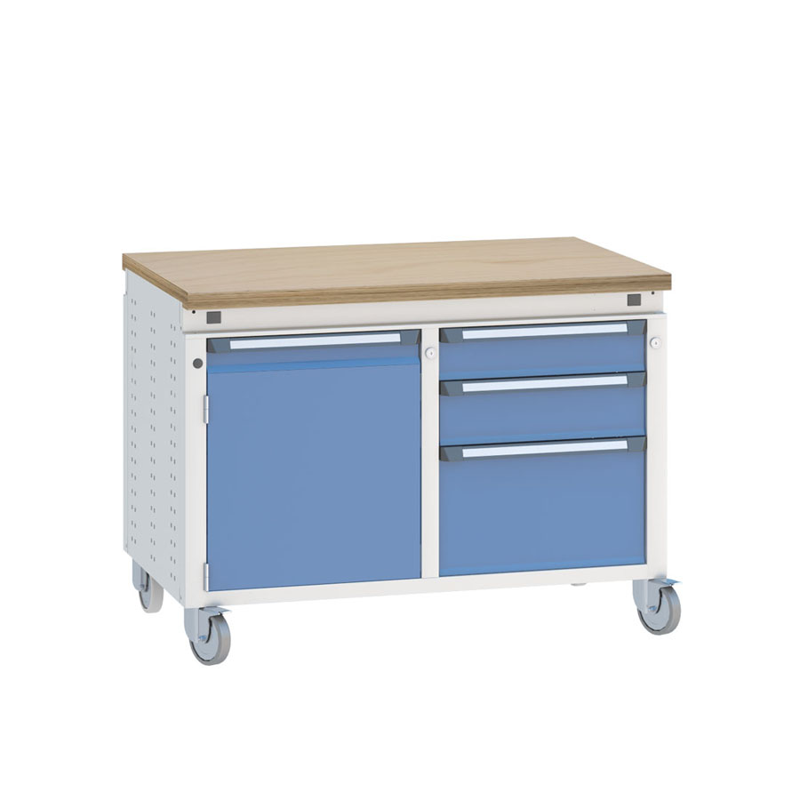 [040580] Banco de trabajo móvil serie Funcion - Dim.: 1152x750x850h mm - Azul ral 5012 + gris ral 7035