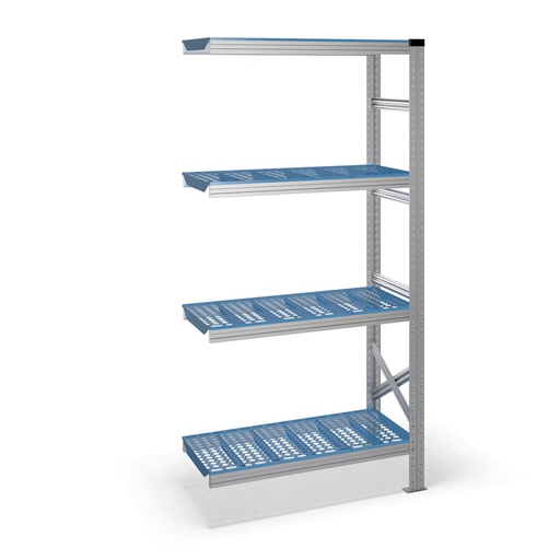 [040896] Estantería metálica adicional con 4 estantes de plástico - Dim.: 0900x400x1972h mm - acero galvanizado