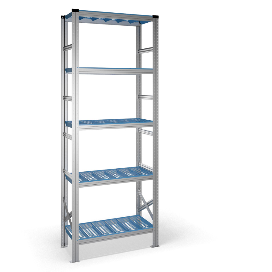 [040903] Estantería metálica con 5 estantes de plástico - Dim.: 0900x400x2500h mm - acero galvanizado