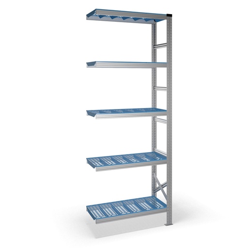 [040904] Estantería metálica adicional con 5 estantes de plástico - Dim.: 0900x400x2500h mm - acero galvanizado