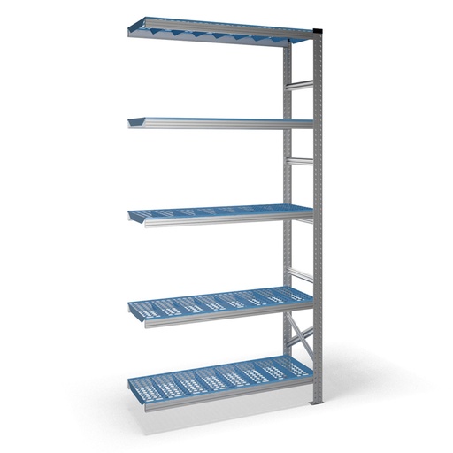 [040920] Estantería metálica adicional con 5 estantes de plástico - Dim.: 1200x400x2500h mm - acero galvanizado