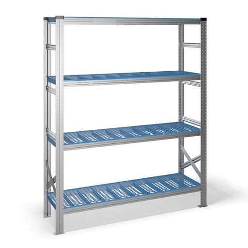 [040927] Estantería metálica con 4 estantes de plástico - Dim.: 1500x400x1972h mm - acero galvanizado