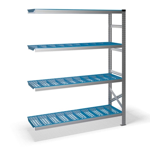 [040928] Estantería metálica adicional con 4 estantes de plástico - Dim.: 1500x400x1972h mm - acero galvanizado