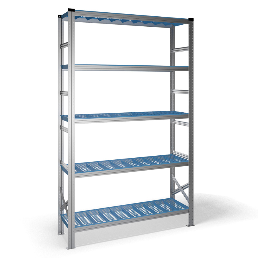 [040935] Estantería metálica con 5 estantes de plástico - Dim.: 1500x400x2500h mm - acero galvanizado