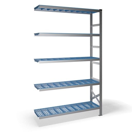 [040936] Estantería metálica adicional con 5 estantes de plástico - Dim.: 1500x400x2500h mm - acero galvanizado