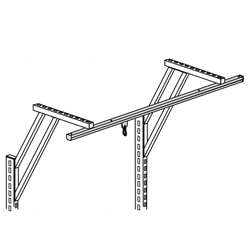 [041105] Riel superior con topes y mosquetón - Dim.: 625 mm - Gris ral 7035