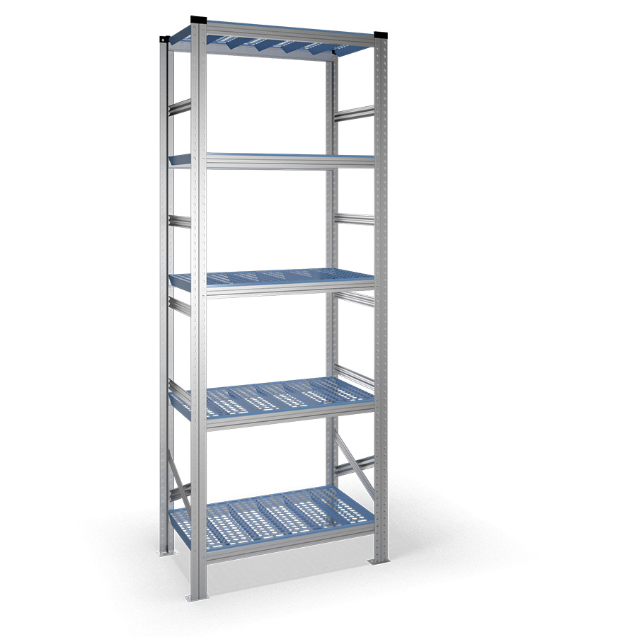 [041159] Estantería metálica con 5 estantes de plástico - Dim.: 0900x500x2500h mm - acero galvanizado