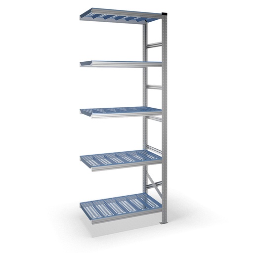 [041160] Estantería metálica adicional con 5 estantes de plástico - Dim.: 0900x500x2500h mm - acero galvanizado