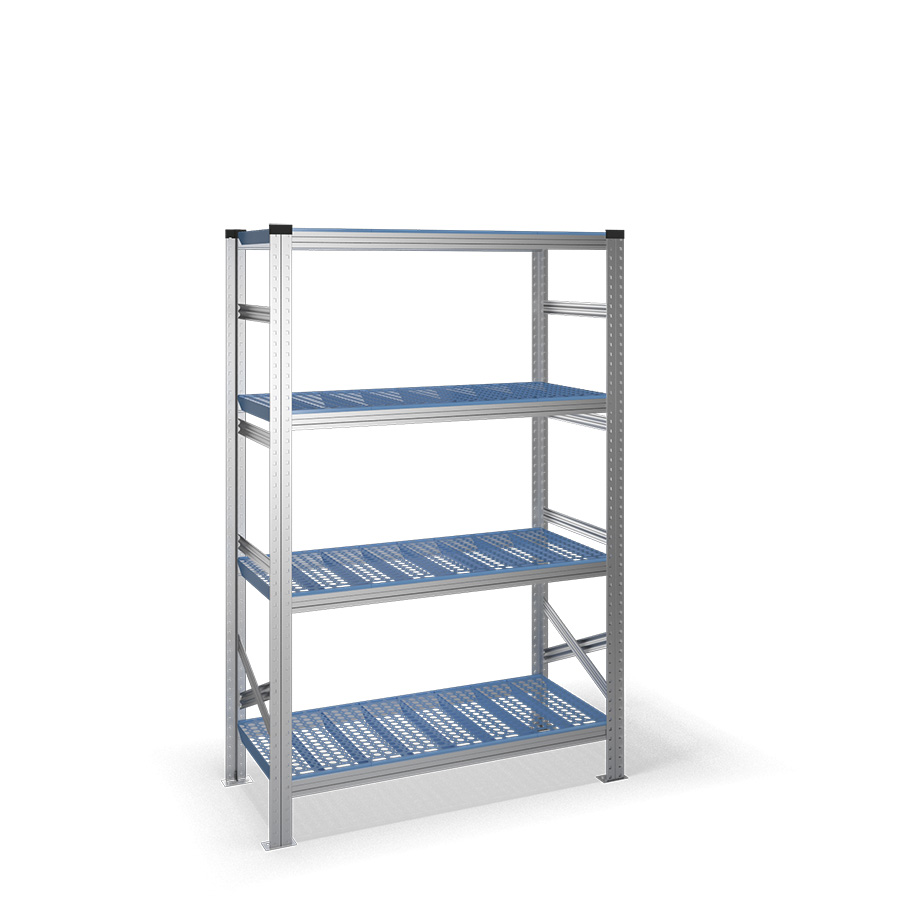 [041161] Estantería metálica con 4 estantes de plástico - Dim.: 1200x500x1972h mm - acero galvanizado