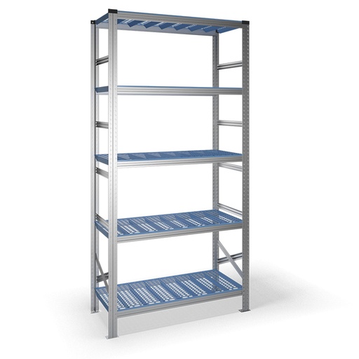 [041163] Estantería metálica con 5 estantes de plástico - Dim.: 1200x500x2500h mm - acero galvanizado