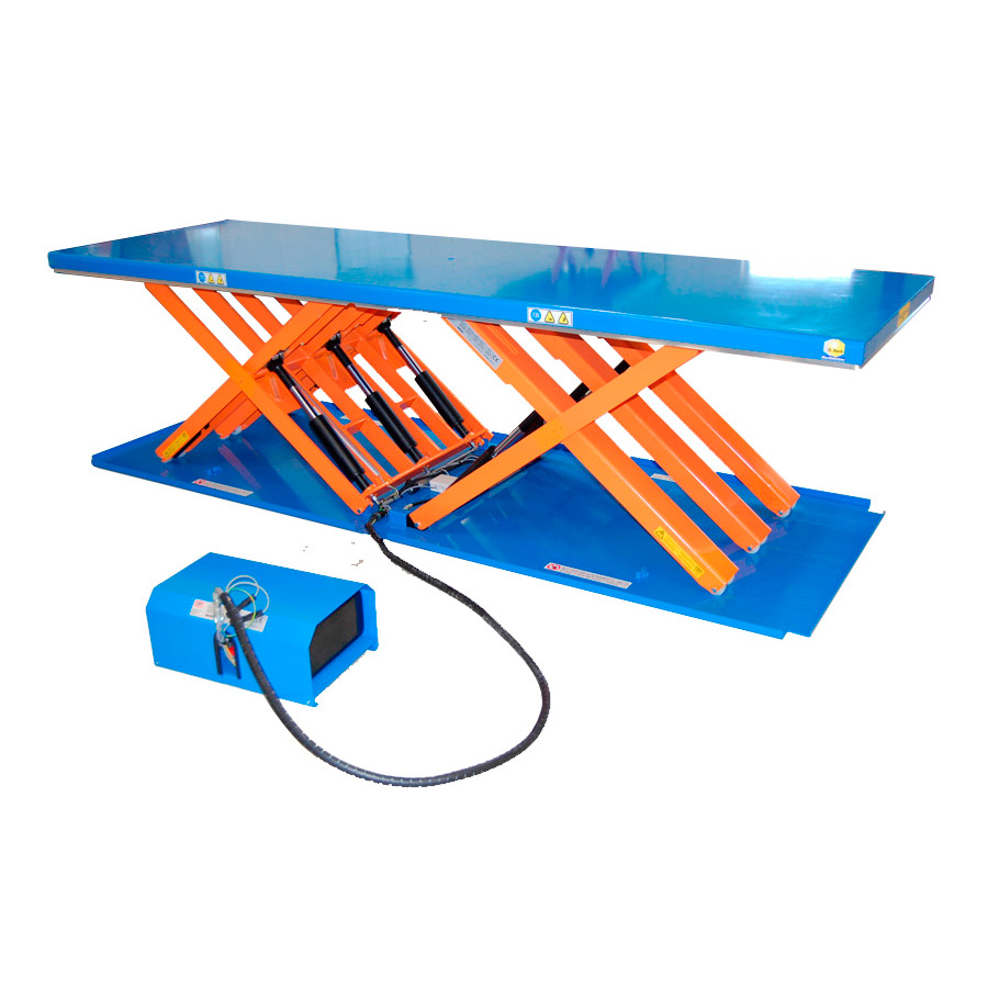 [041626] Mesa elevadora electrohidráulica de tijera superbaja en tándem - Carga: 3000 kg - Dim. plataforma: 3000x1000 mm