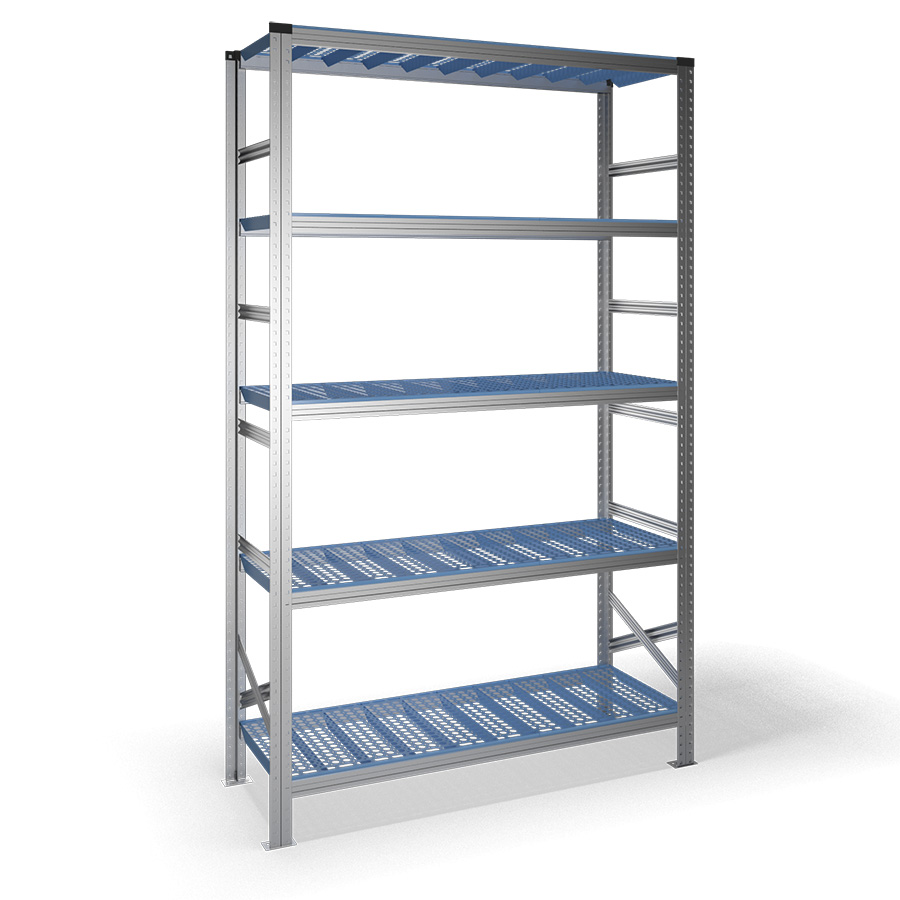 [041821] Estantería metálica con 5 estantes de plástico - Dim.: 1500x500x2500h mm - acero galvanizado