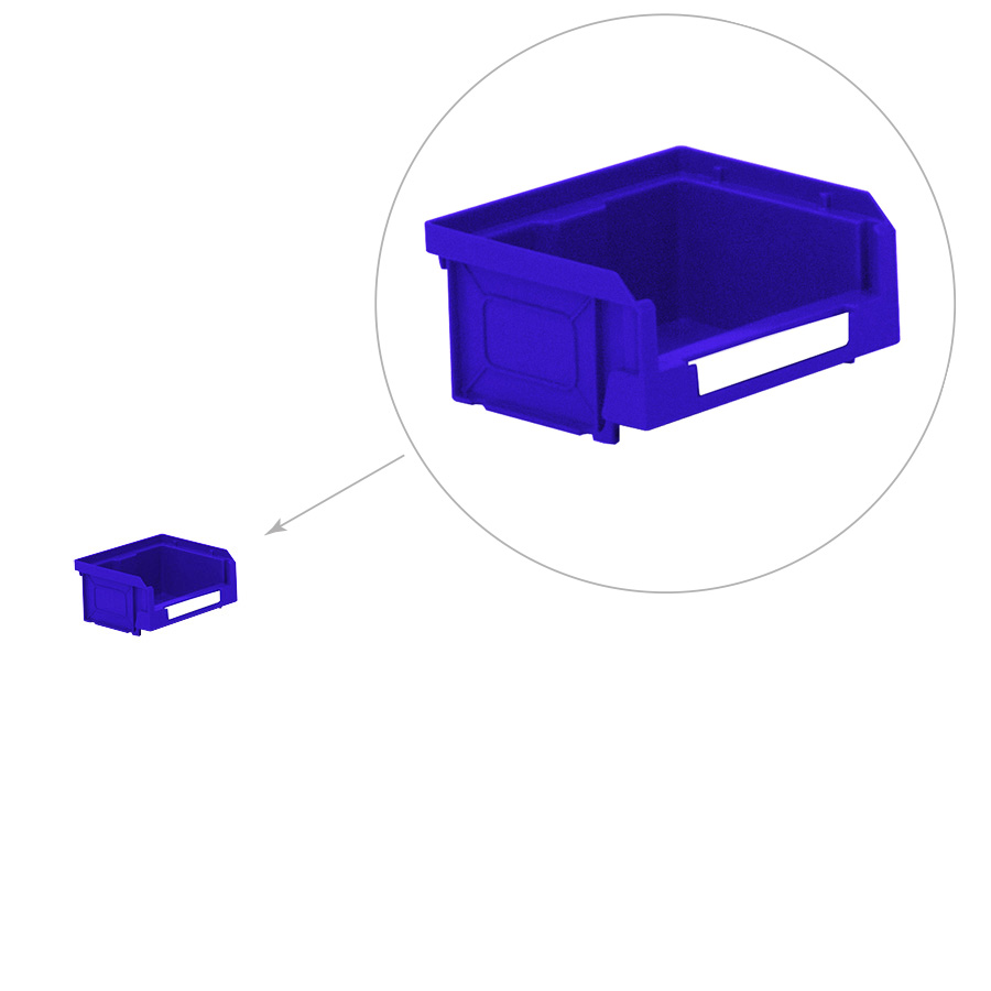 [041856] Caja plástica con apertura para almacenaje modelo Openbox K1 - Dim.: 105x88x53h mm - Azul