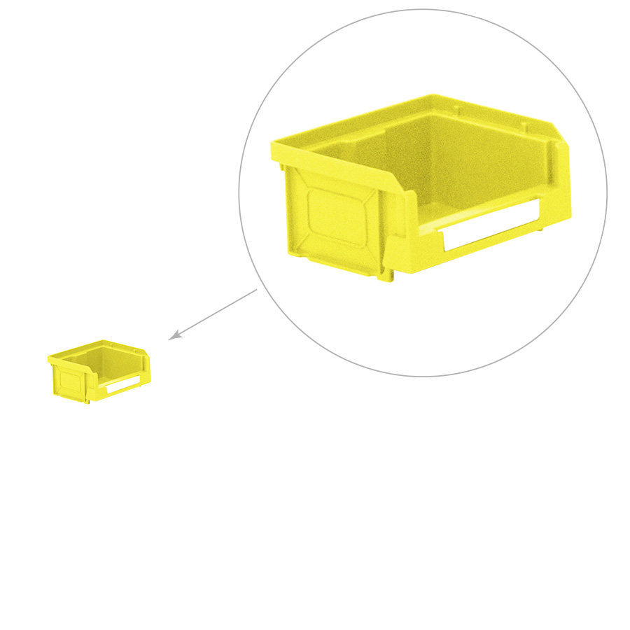 [041857] Caja plástica con apertura para almacenaje modelo Openbox K1 - Dim.: 105x88x53h mm - Amarillo