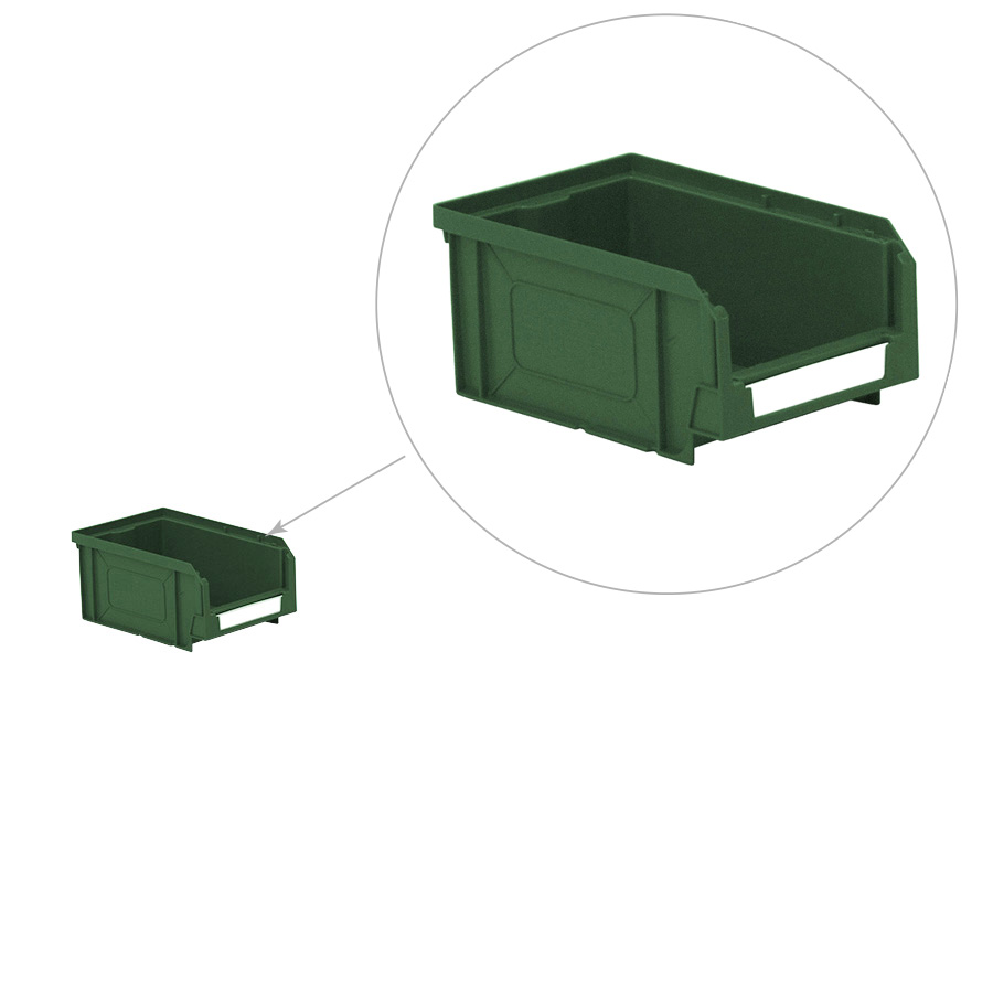 [041858] Caja plástica con apertura para almacenaje modelo Openbox K2 - Dim.: 105x160x75h mm - Verde