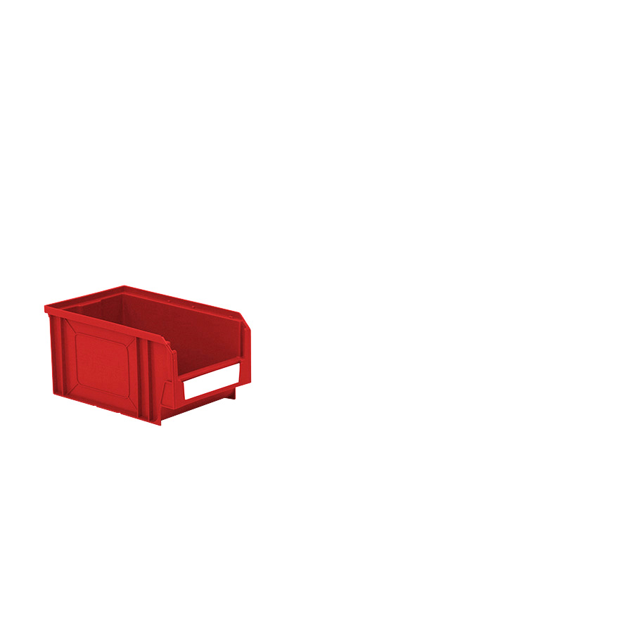 [041865] Caja plástica con apertura para almacenaje modelo Openbox K3 - Dim.: 144x235x120h mm - Rojo
