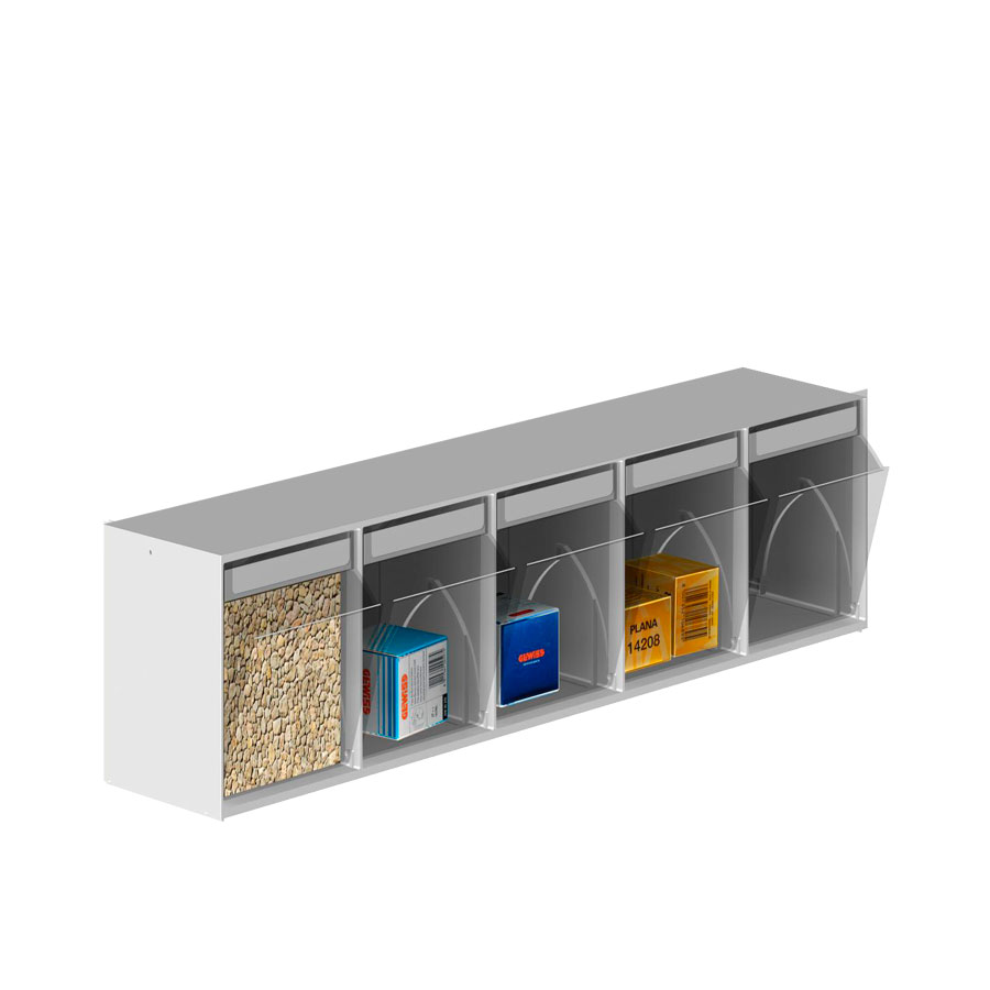 [041915] Cajonera plástica Unibox con 5 cajones basculantes - Dim.: 600x133x164h mm - Gris
