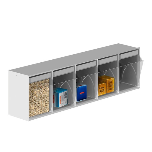 [041915] Cajonera plástica Unibox con 5 cajones basculantes - Dim.: 600x133x164h mm - Gris