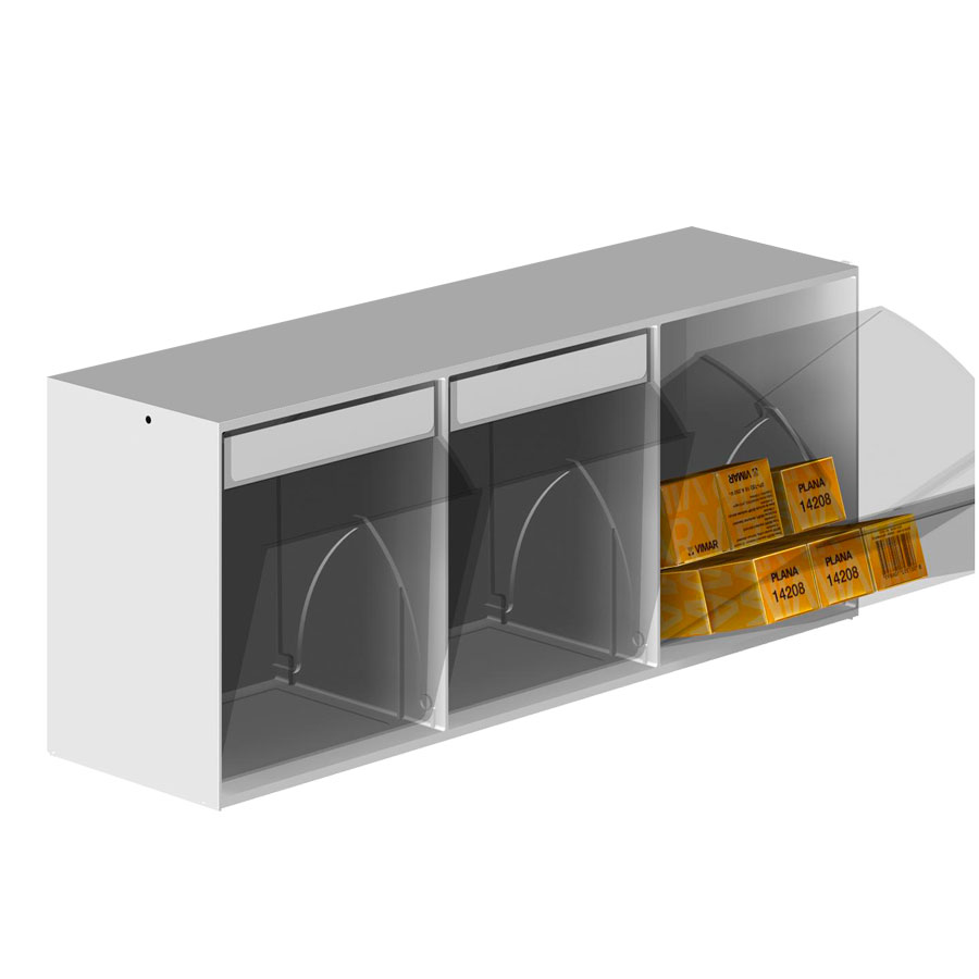 [041917] Cajonera plástica Unibox con 3 cajones basculantes - Dim.: 600x200x240h mm - Gris