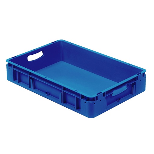 [041932] Caja plástica para transporte norma Europea serie Silverline con asas abiertas - Dim.: 600x400x120h mm - Azul