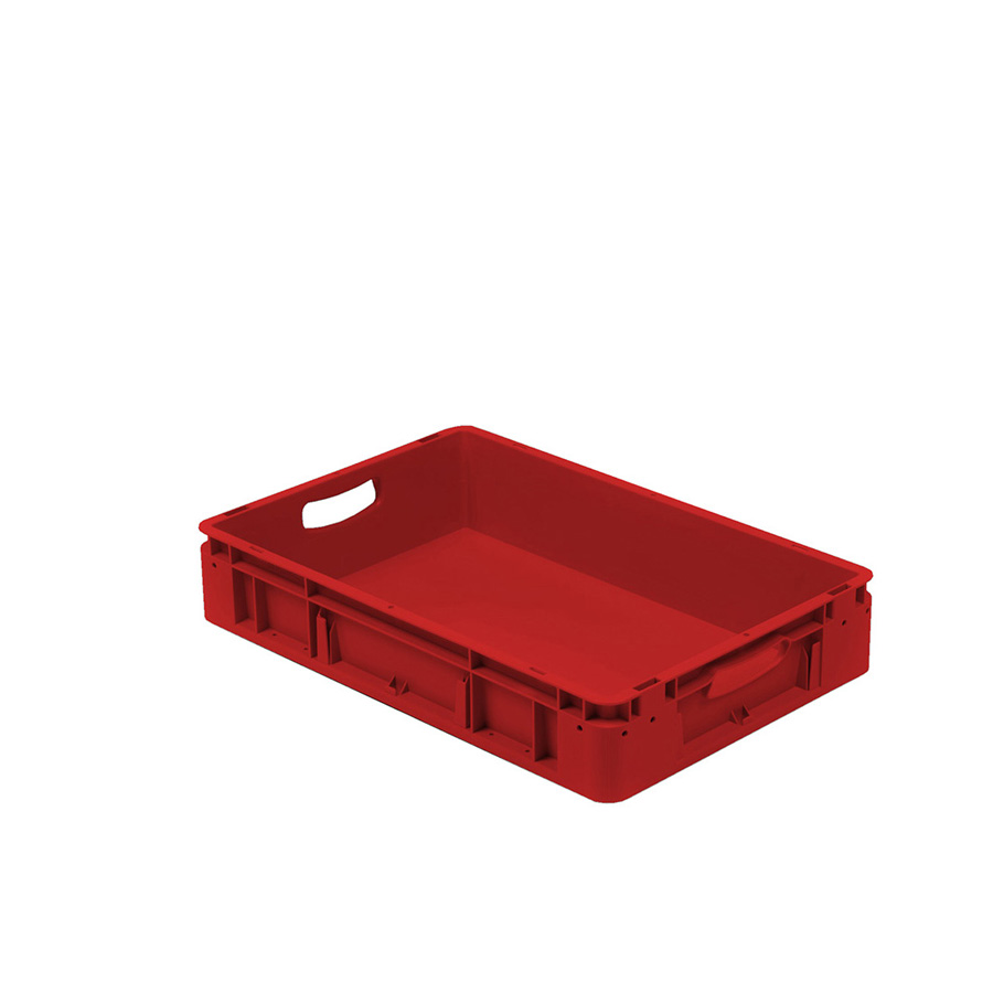 [041935] Caja plástica para transporte norma Europea serie Silverline con asas abiertas - Dim.: 600x400x120h mm - Rojo