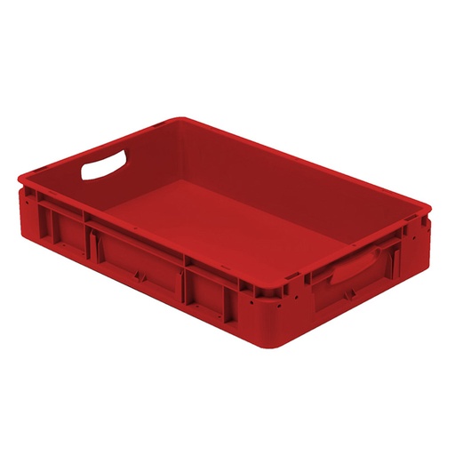 [041935] Caja plástica para transporte norma Europea serie Silverline con asas abiertas - Dim.: 600x400x120h mm - Rojo