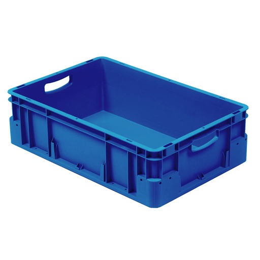[041936] Caja plástica para transporte norma Europea serie Silverline con asas abiertas - Dim.: 600x400x180h mm - Azul