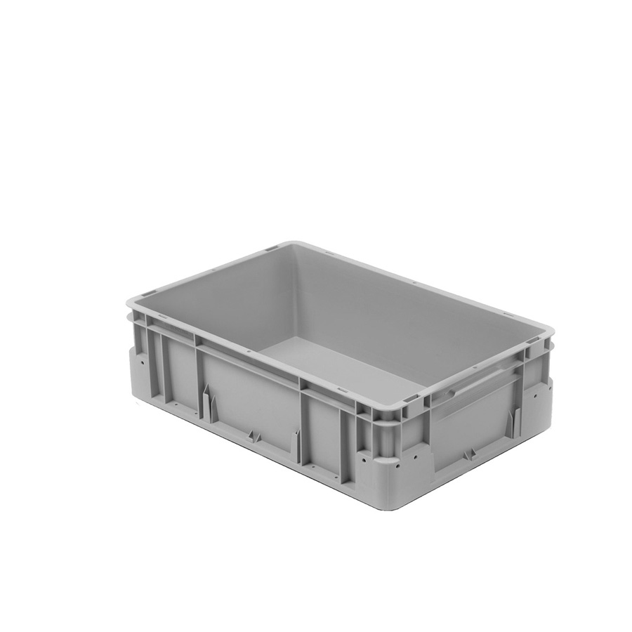 [041937] Caja plástica para transporte norma Europea serie Silverline con asas cerradas - Dim.: 600x400x180h mm - Gris