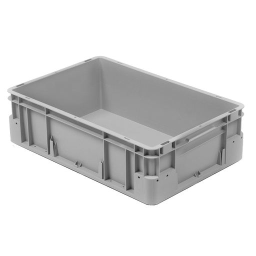[041937] Caja plástica para transporte norma Europea serie Silverline con asas cerradas - Dim.: 600x400x180h mm - Gris