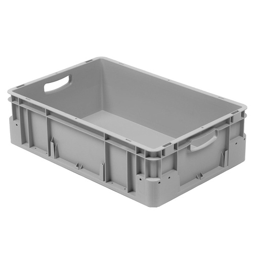 [041938] Caja plástica para transporte norma Europea serie Silverline con asas abiertas - Dim.: 600x400x180h mm - Gris