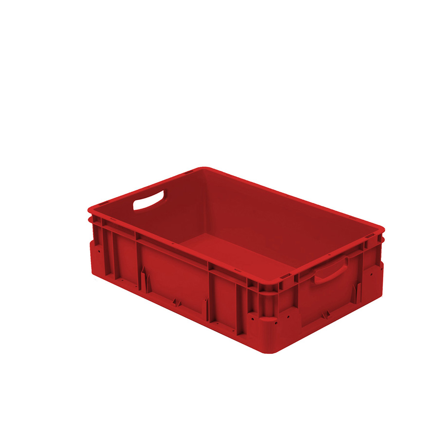 [041939] Caja plástica para transporte norma Europea serie Silverline con asas abiertas - Dim.: 600x400x180h mm - Rojo
