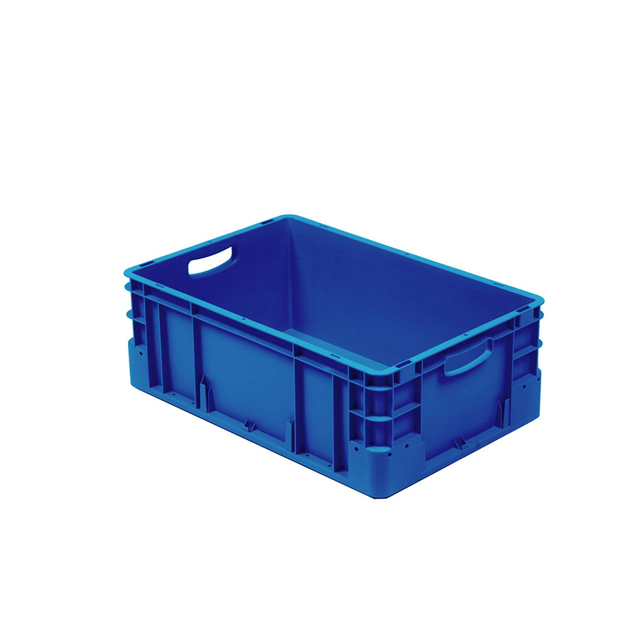 [041940] Caja plástica para transporte norma Europea serie Silverline con asas abiertas - Dim.: 600x400x220h mm - Azul