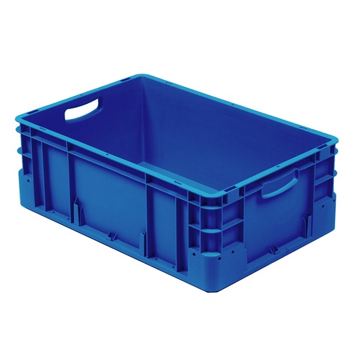 [041940] Caja plástica para transporte norma Europea serie Silverline con asas abiertas - Dim.: 600x400x220h mm - Azul