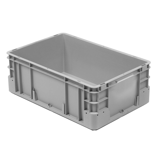 [041941] Caja plástica para transporte norma Europea serie Silverline con asas cerradas - Dim.: 600x400x220h mm - Gris