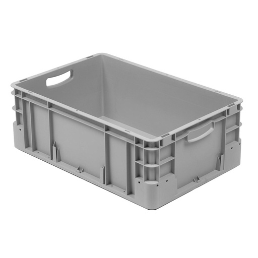 [041942] Caja plástica para transporte norma Europea serie Silverline con asas abiertas - Dim.: 600x400x220h mm - Gris