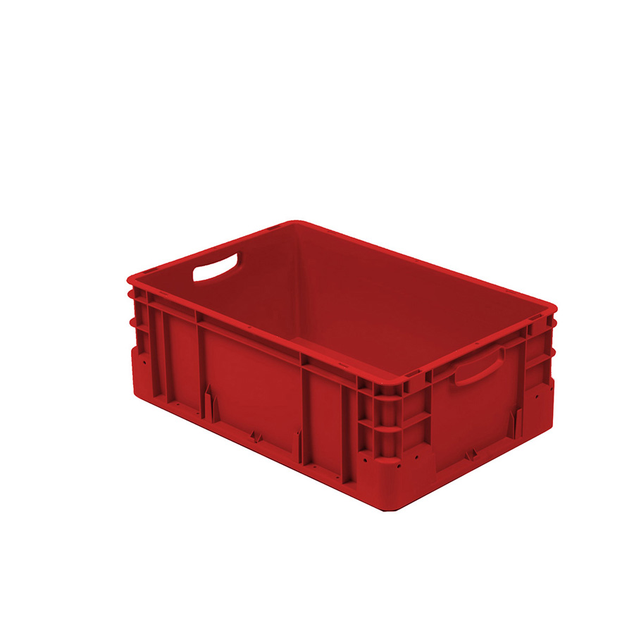 [041943] Caja plástica para transporte norma Europea serie Silverline con asas abiertas - Dim.: 600x400x220h mm - Rojo