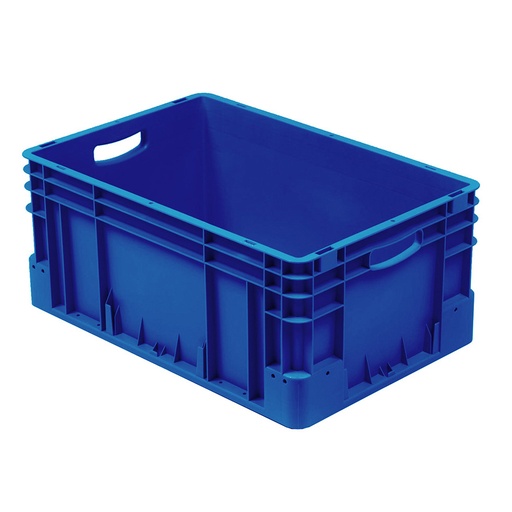 [041944] Caja plástica para transporte norma Europea serie Silverline con asas abiertas - Dim.: 600x400x270h mm - Azul