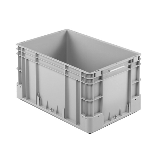 [041949] Caja plástica para transporte norma Europea serie Silverline con asas cerradas - Dim.: 600x400x320h mm - Gris