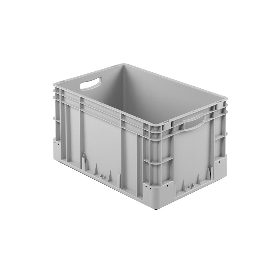 [041950] Caja plástica para transporte norma Europea serie Silverline con asas abiertas - Dim.: 600x400x320h mm - Gris