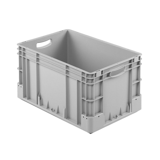 [041950] Caja plástica para transporte norma Europea serie Silverline con asas abiertas - Dim.: 600x400x320h mm - Gris