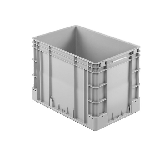 [041953] Caja plástica para transporte norma Europea serie Silverline con asas cerradas - Dim.: 600x400x420h mm - Gris
