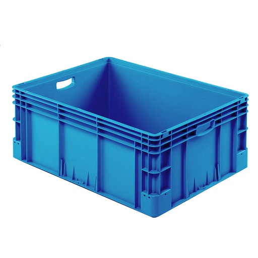 [041959] Caja plástica para transporte norma Europea serie Silverline con asas abiertas - Dim.: 800x600x320h mm - Azul