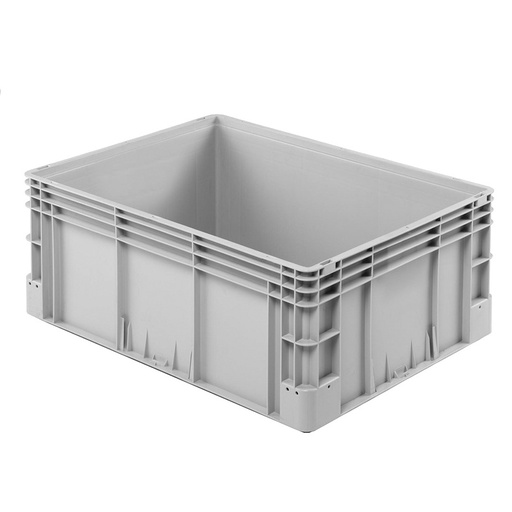 [041960] Caja plástica para transporte norma Europea serie Silverline con asas cerradas - Dim.: 800x600x320h mm - Gris