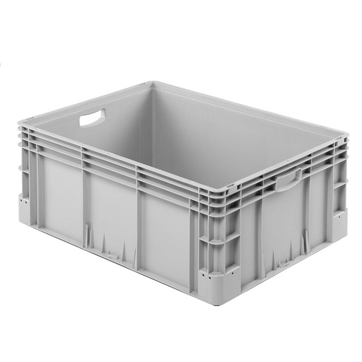 [041961] Caja plástica para transporte norma Europea serie Silverline con asas abiertas - Dim.: 800x600x320h mm - Gris